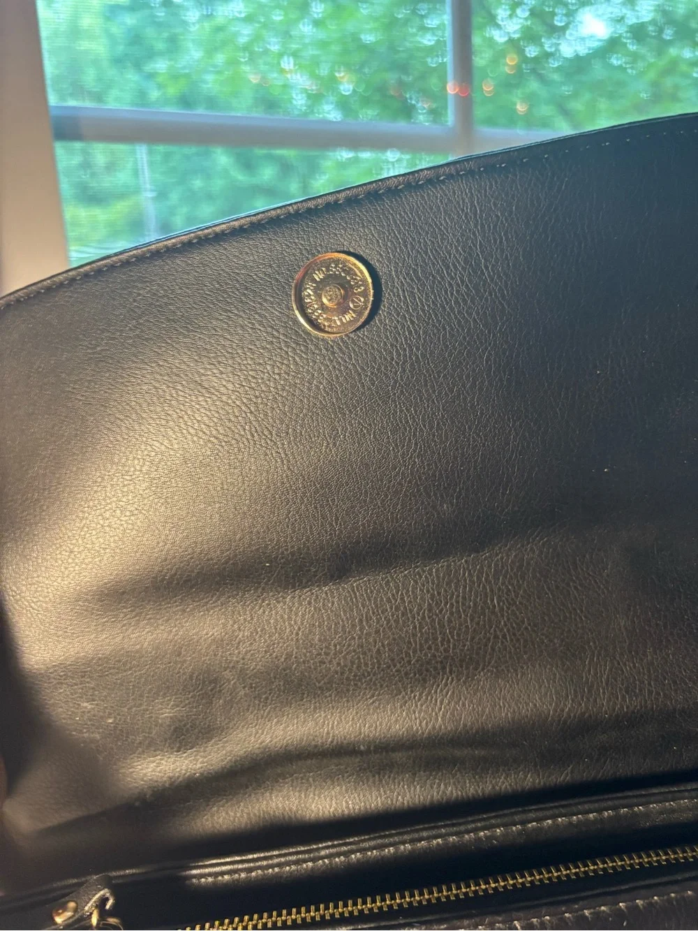 bebe Black Faux Leather Backpack with Gold Handle & Plaque
